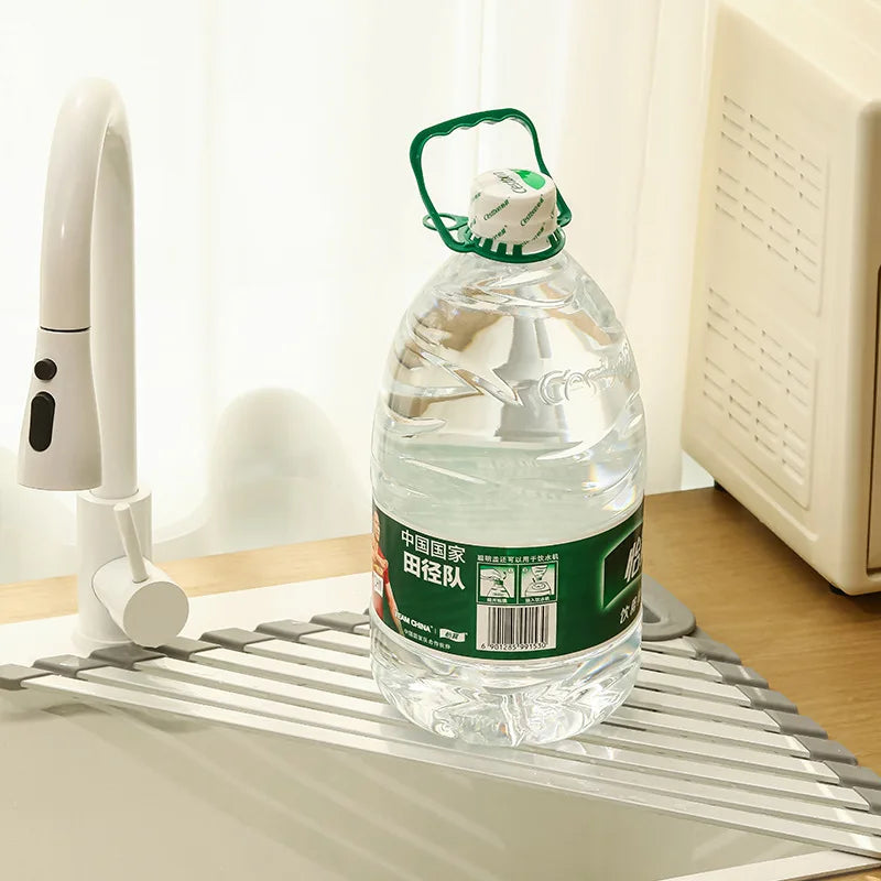 Aluminum Triangle Dish Drying Rack Sink Corner Roll Up Folding Drain Basket Sponge Brush Scouring Pad Rag Storage Rack 1Pc