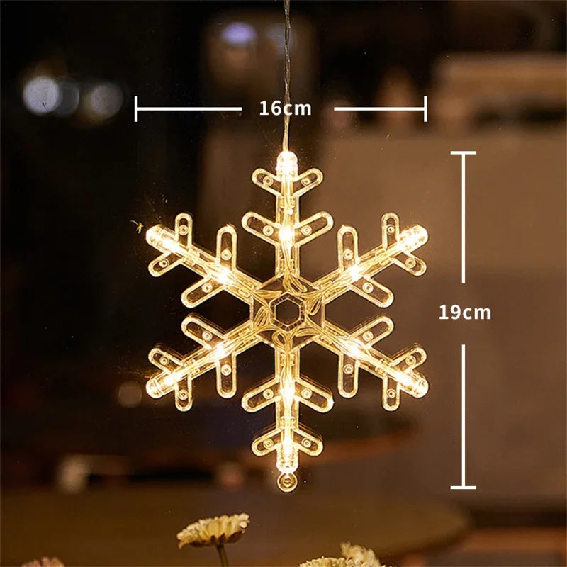 Christmas LED Light Snowflake Santa Hanging Battery-operated Window Ornaments Decoration for Home Xmas Navidad New Year Decor