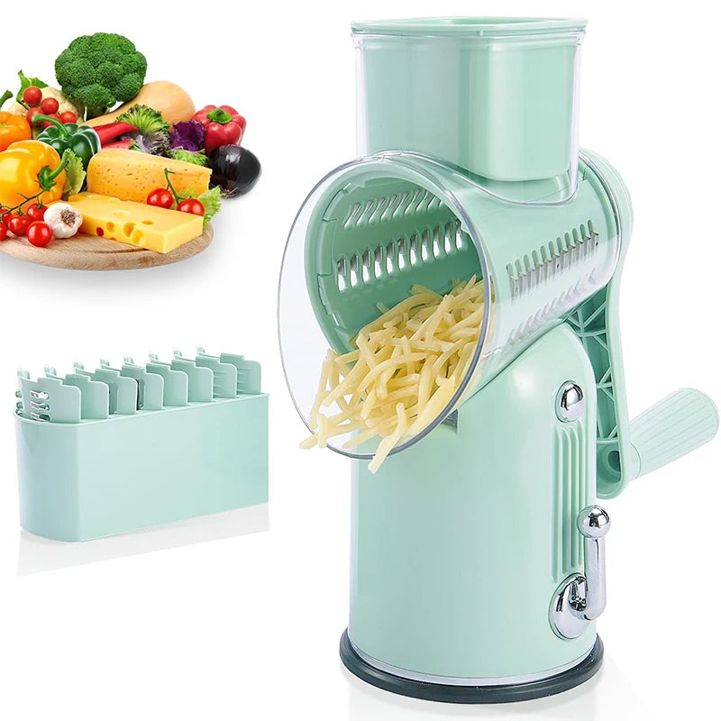 Manual Rotary Cheese Grater with Handle 5 in 1 Vegetable Slicer Shredder Kitchen Carrot Grater Cucumber Cutter Nut Grinder JT582