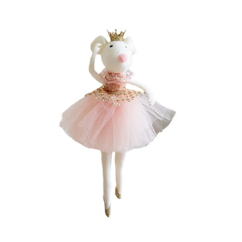 New Christmas Mouse Doll Pendant Girl Ballet Angel Christmas Tree Pendant Plush Hanging Xmas Decoration Charms New Year Gifts