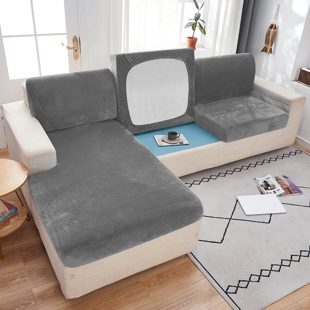 1pc Plush Sofa Slipcover Anti-slip Elastic Sofa Cover for Bedroom Office Living Room Home Decor Couch Cover Furniture Protector