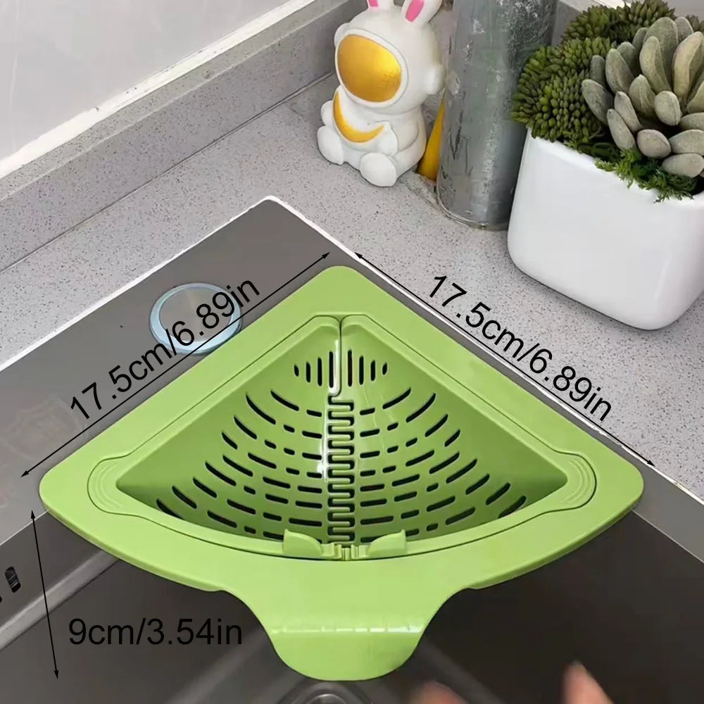 Magnetic Triangle Sink Drain Basket for Food Waste & Produce Storage