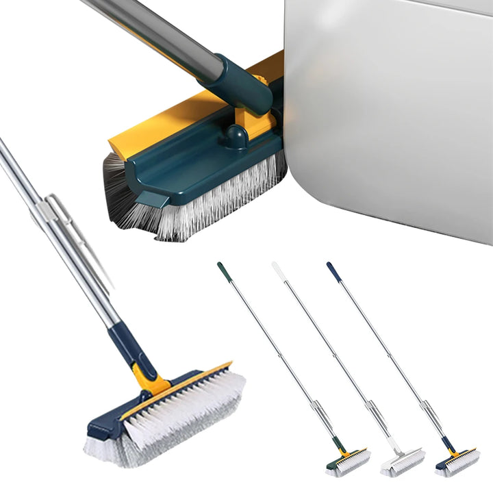3 in 1 Floor Scrub Brush with Right Angled Bristle & Scraper Long Handle Grout Brush Shower Scrubber for Bathroom Tub Tile Floor