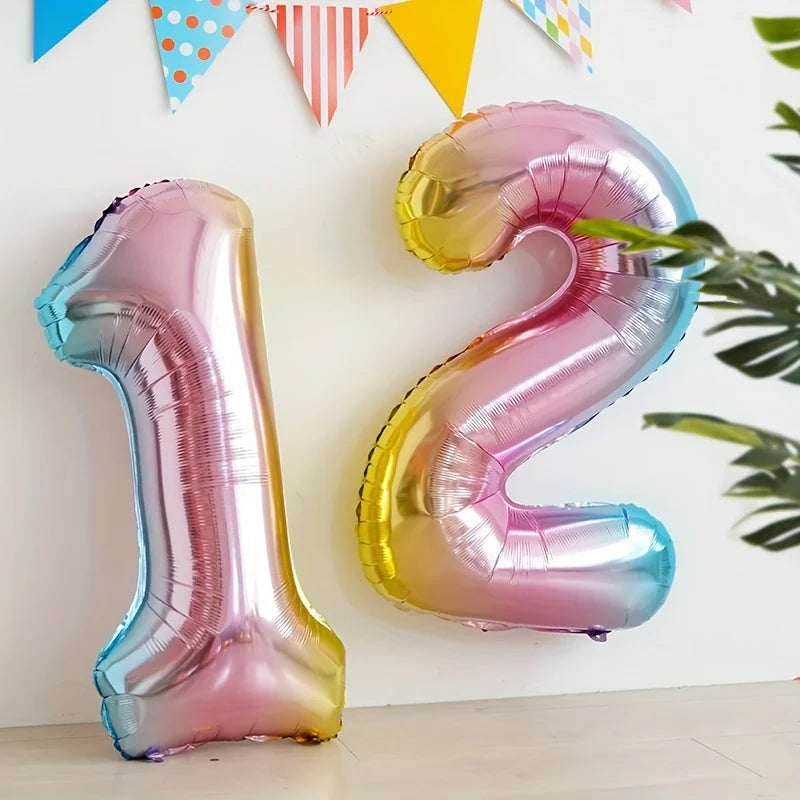 32inch Rainbow Gradient Number Foil Balloon 1-9 for Kids Birthday Party Decor Baby Shower Bridal Shower More Options Avaliable
