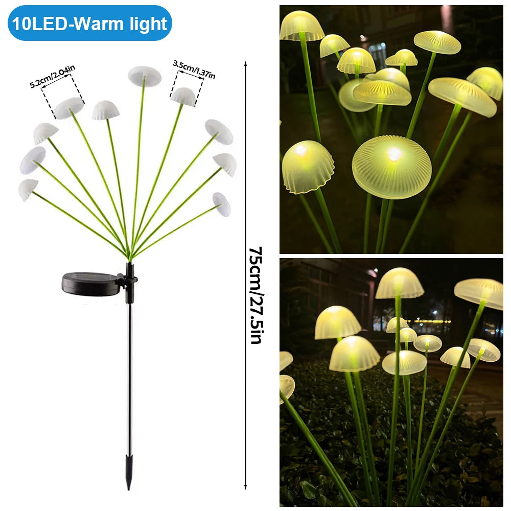 LED Solar Jellyfish Mushroom Fairy Light RGB Waterproof Energy-saving Solar Garden Lamp for Outdoor Lawns Courtyard Decor Light