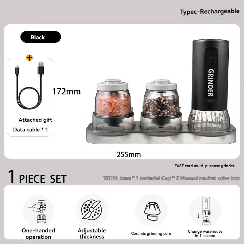 Multifunctional Electric Pepper & Seasoning Grinder – Type-C Rechargeable Sea Salt Spice Mill