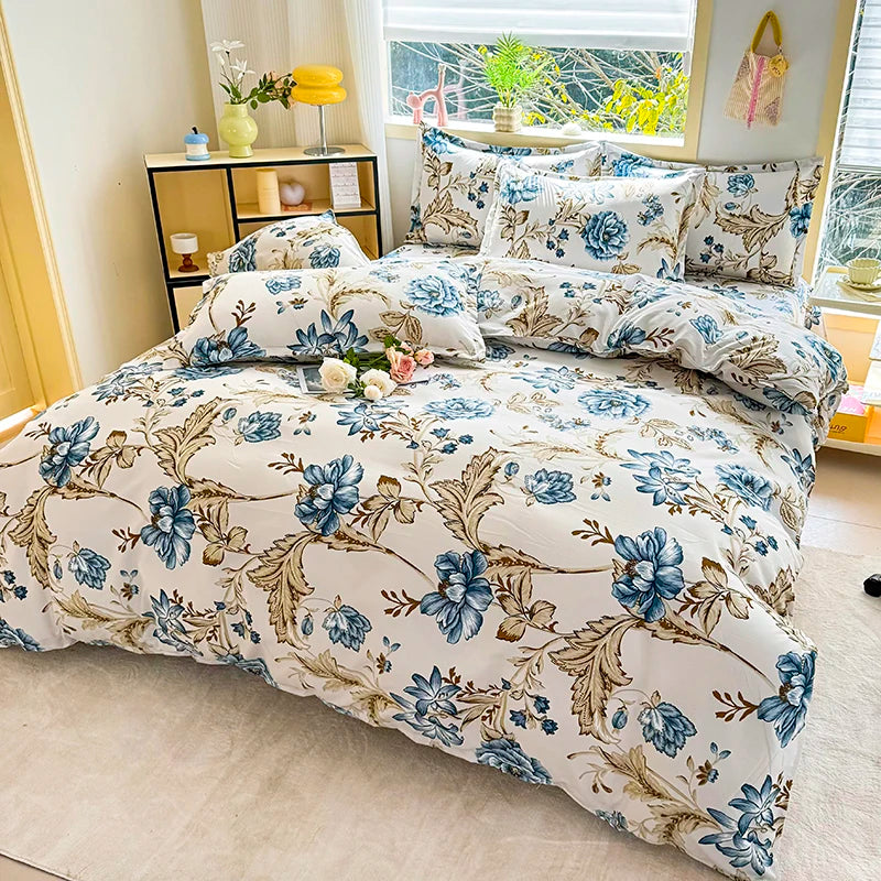 Printed three-piece set, one duvet cover and a pair of pillowcases (unpadded), suitable for bedrooms, hotels