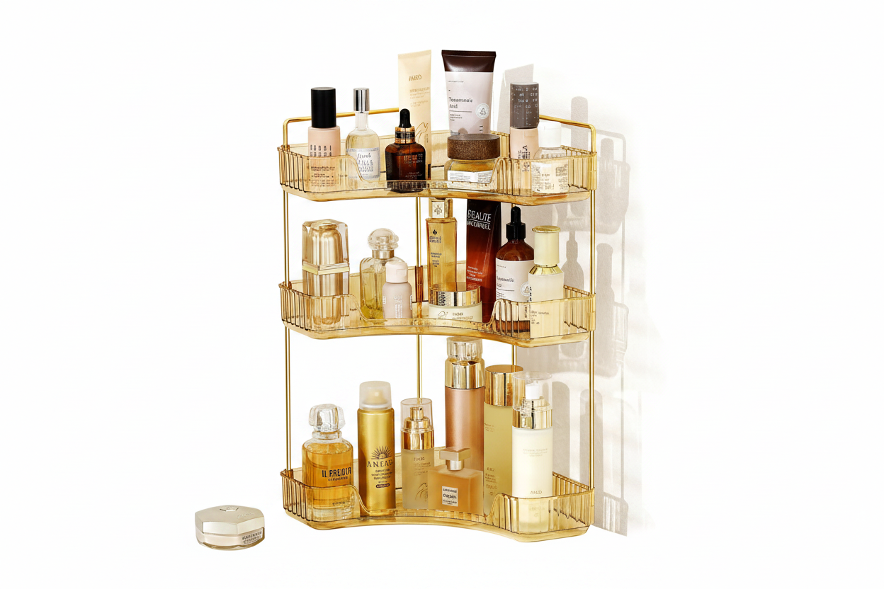 Bathroom Counter Organizer – Countertop Shelf Tray for Skincare, Perfume & Cosmetics on Dresser