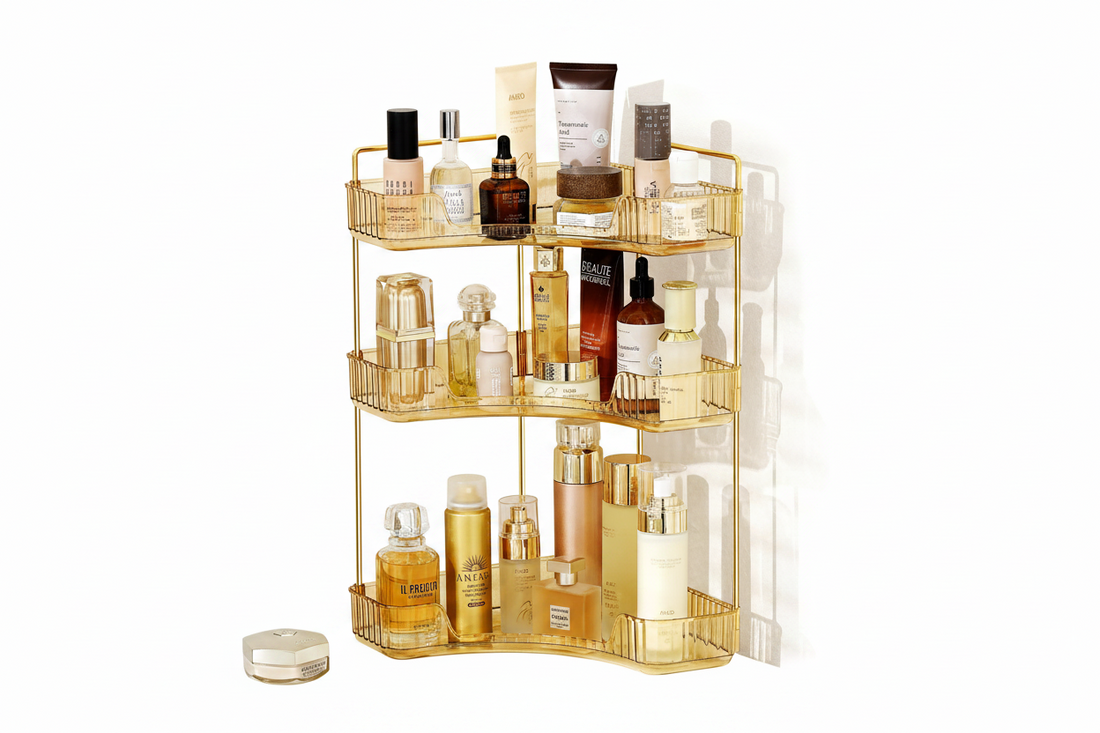 Bathroom Counter Organizer – Countertop Shelf Tray for Skincare, Perfume & Cosmetics on Dresser