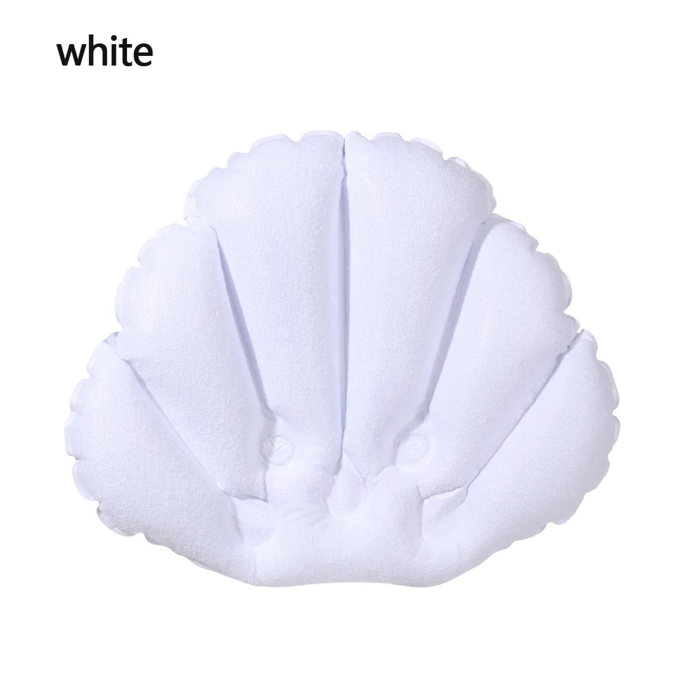 1PC Inflatable Bath Pillow With Suction Cups Soft Spa Neck Support Pillow Bathtub Anti-slip Fan-shaped Cushion Bathing Accessory