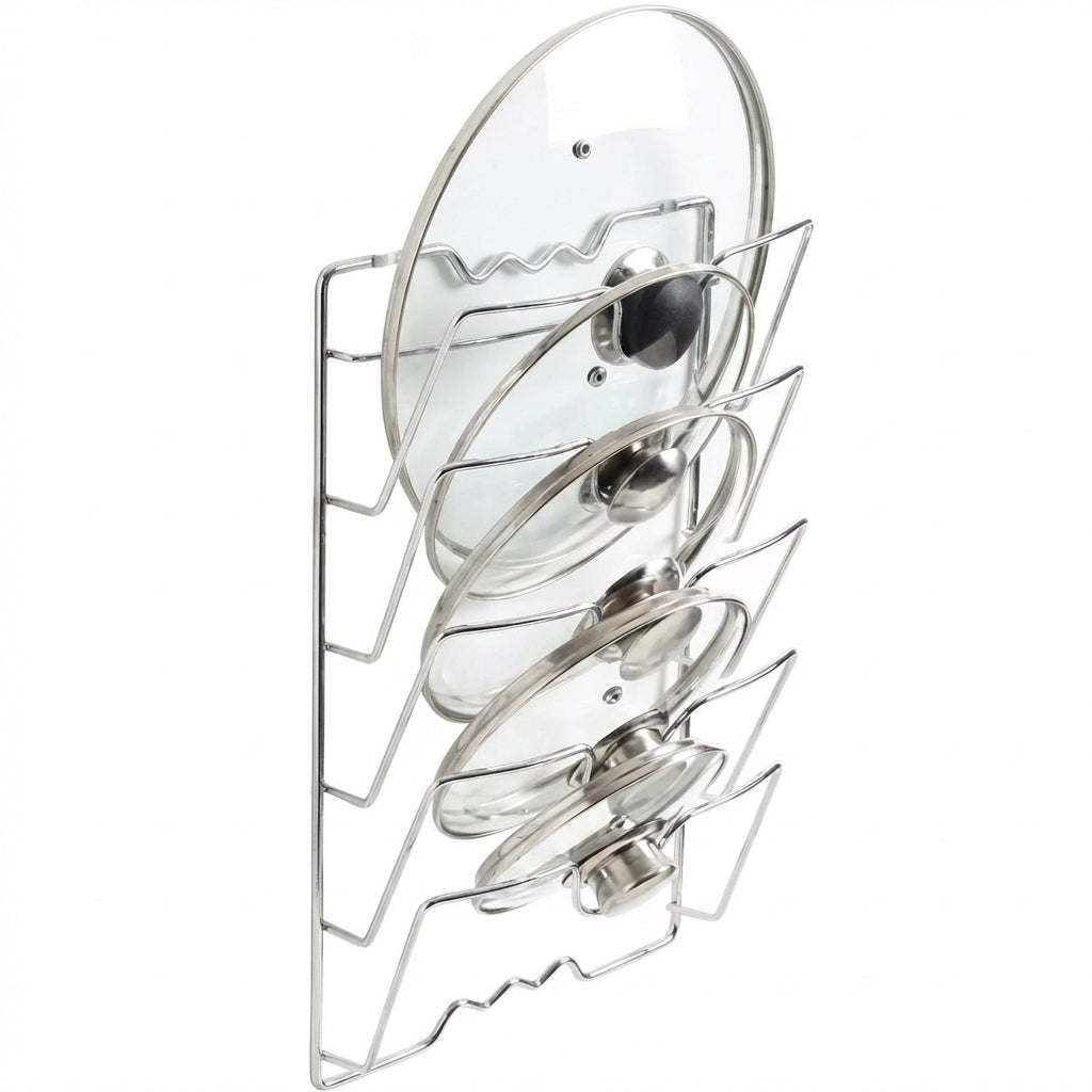 1 pieza de accesorios de cocina, estante de acero inoxidable para tapa de olla, organizador de cocina, soporte para tapa de sartén, escurreplatos