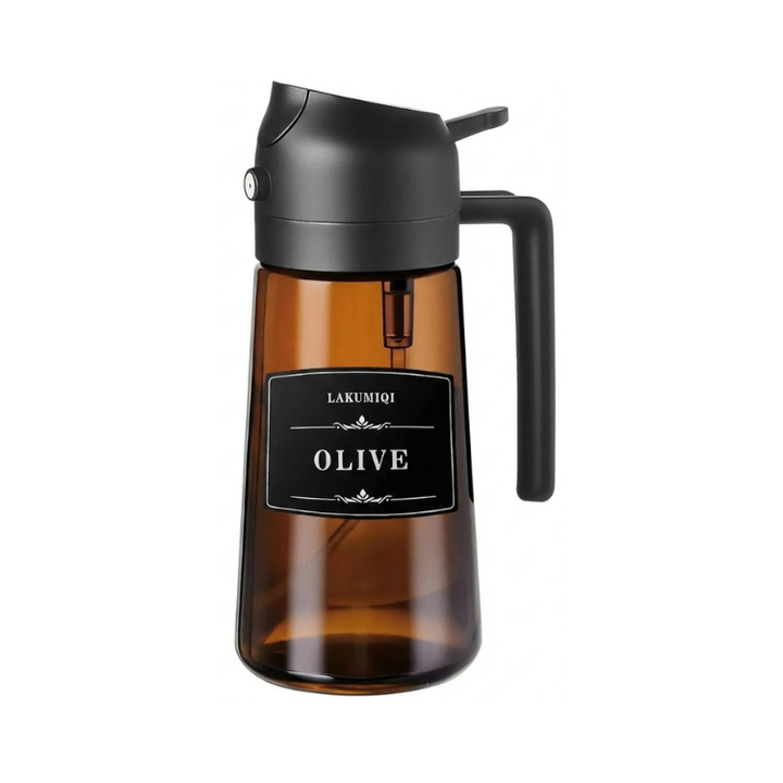 2-in-1 Glass Oil Dispenser & Sprayer 16oz Leakproof Olive Oil Bottle