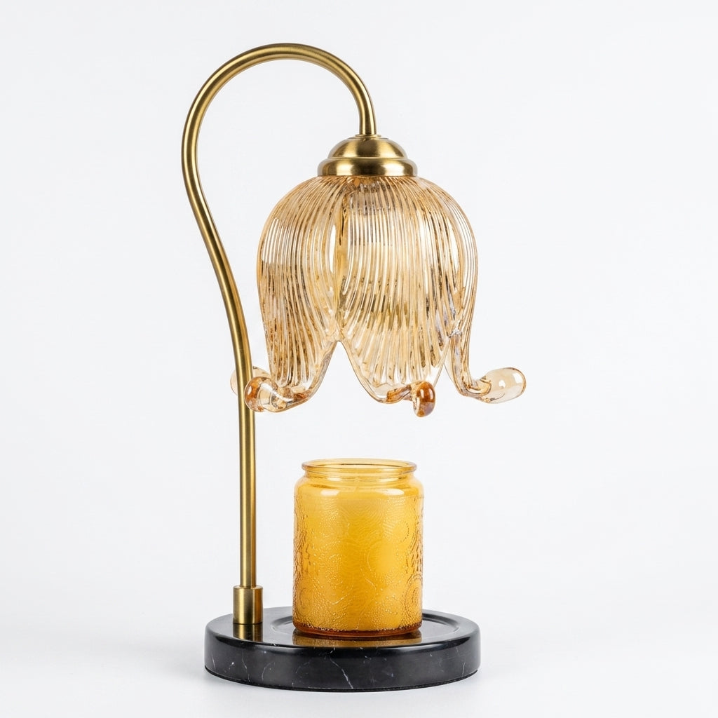 Lámpara de vela cálida con forma de tulipán, estilo retro francés, para dormitorio, lámpara de mesa con ambiente de fragancia sin fuego.